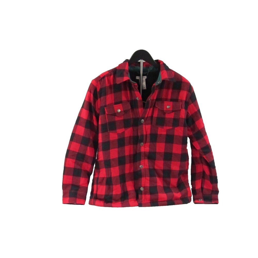 Tommy Bahama Red and Black Buffalo Plaid Sherpa Lined Youth 16